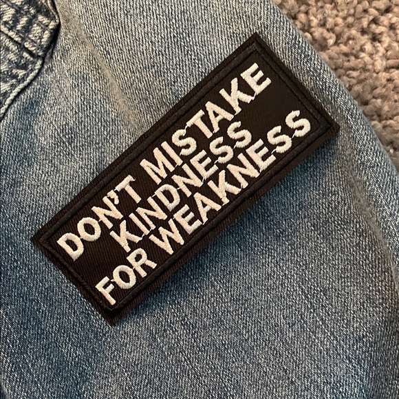 Merona Denim Jacket L w 8Iron ons separate now or can be ironed before shipping! - Picture 11 of 12